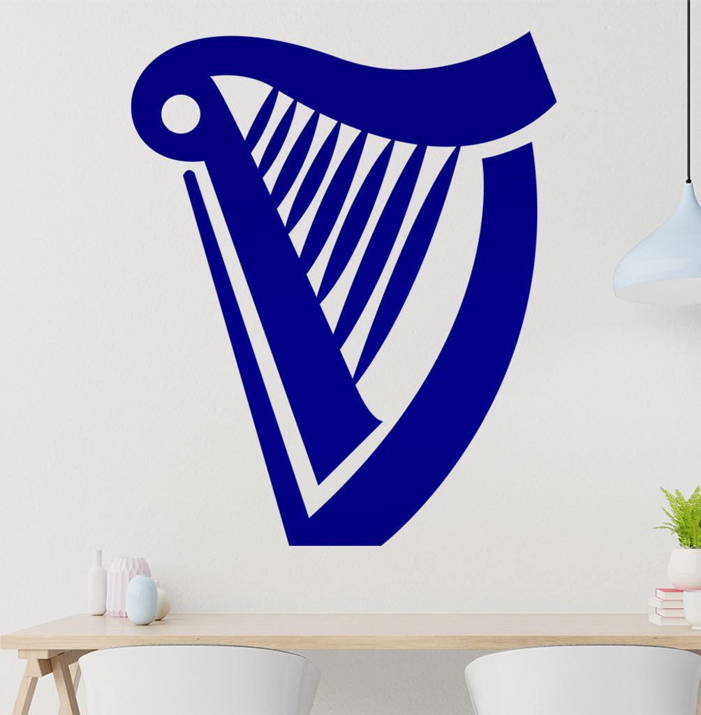 Harfe Wandtattoo in 6 Größen - Wandaufkleber Wall Sticker - Dekoration, Küche, Wohnzimmer, Schlafzimmer, Badezimmer