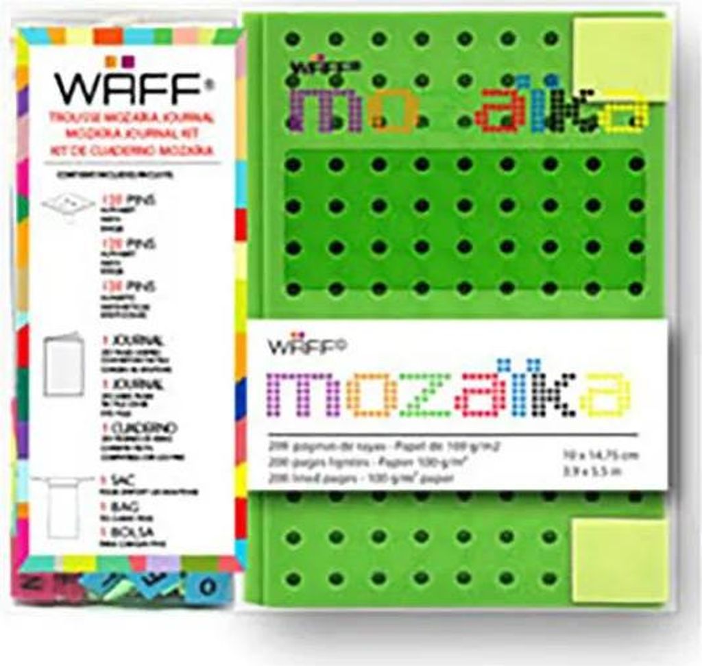 Waff Mozaika - Kreatives Notizbuch, 200 Seiten, 10 x 14,75 cm, Größe M, Farbe grün