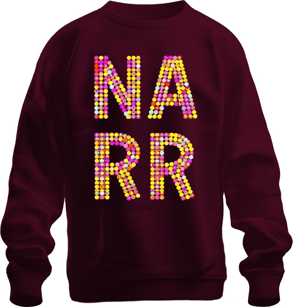 NARR Karneval Fasching Kostüm bunt Konfetti lustig Fastnacht Uni Sweatshirt Pullover, Burgundy, XXL
