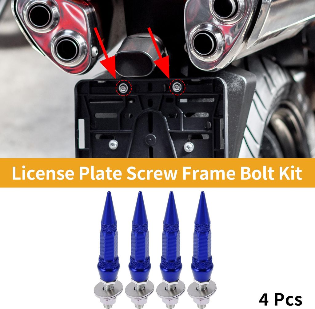 Universelle Motorrad M6 Nummernschraubenabdeckung 82mm Diebstahlsichere Nummernschrauben Rahmen Schraubensatz Aluminiumlegierung Dunkelblau 4 Stück