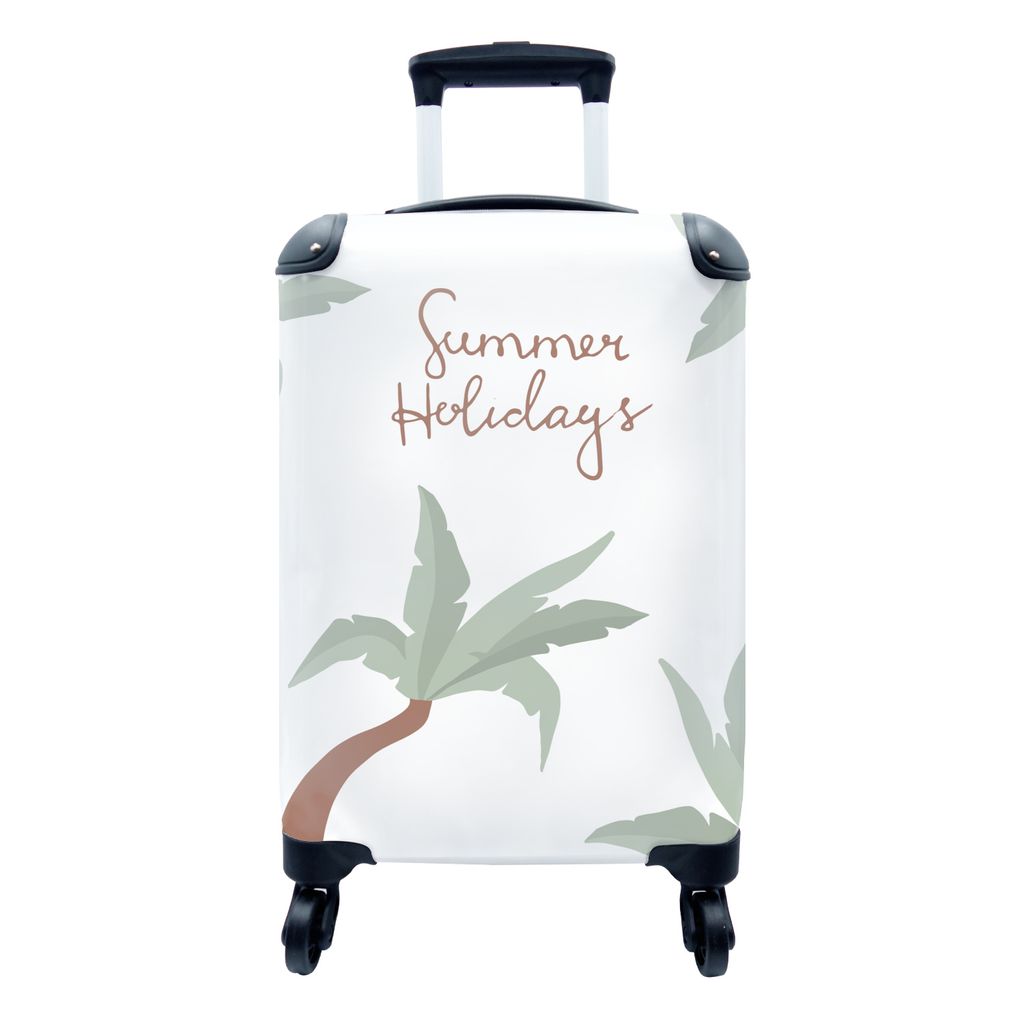 MuchoWow Koffer Handgepäck Trolley Rollkoffer Kleine Reisekoffer mit 4 Rollen - Sommer - Zitat - Palme - Cabin Size < 55x40x23 cm & 55x40x20 cm ...