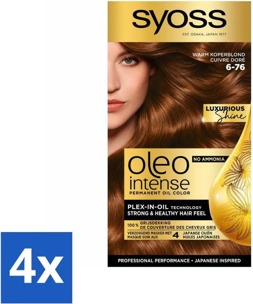 Syoss Oleo Intense 6-76: 4x Biondo Ramato Caldo - Zero Ammoniaca