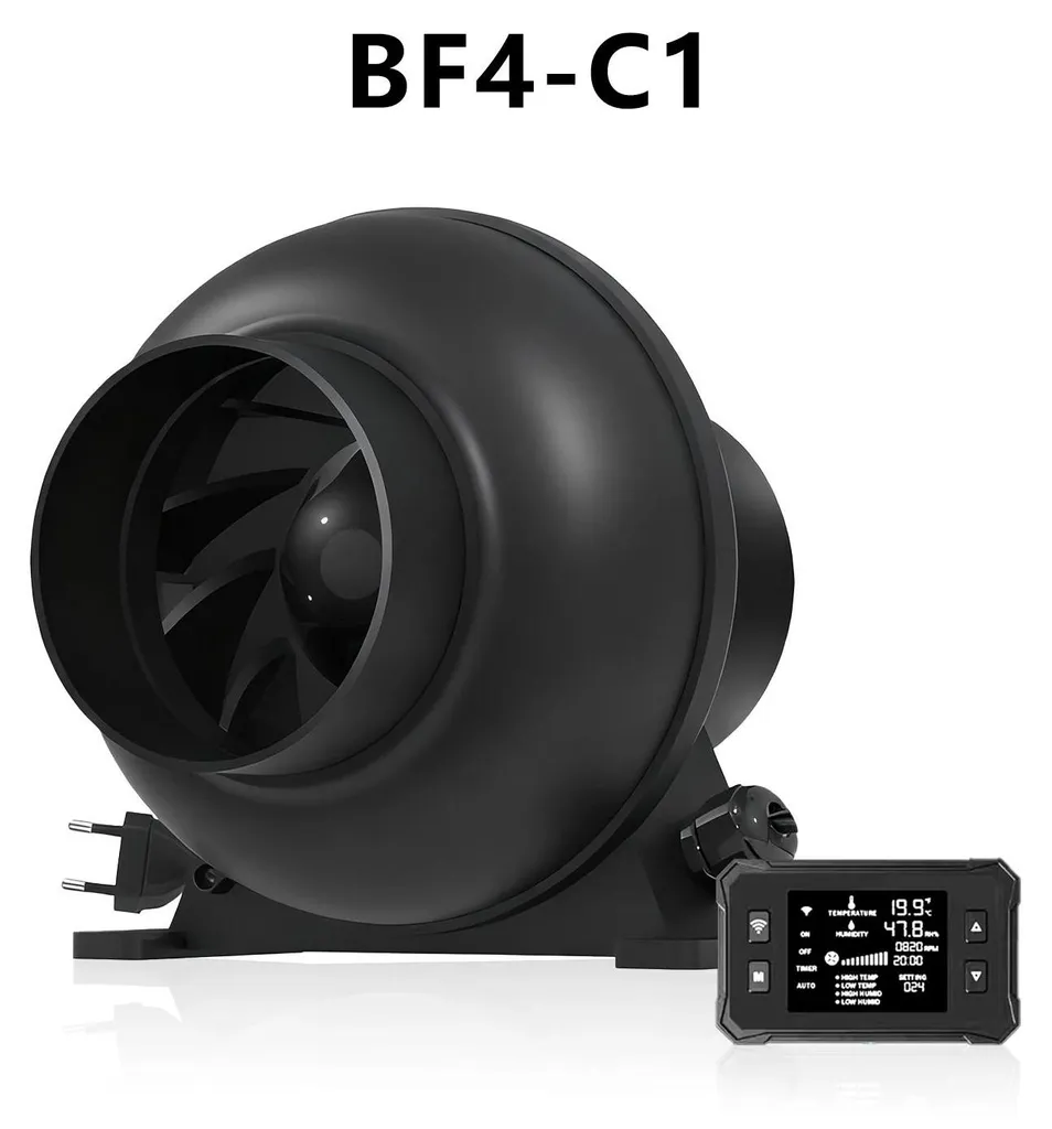 Extracteur d'air tubulaire 100mm intelligent pour culture intérieure