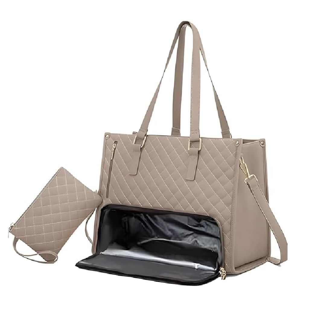 2 in 1 Lunch- und Laptoptasche, Lunchbox Tasche mit Geldbörsre, Wasserdichte Kühltasche - TOTOLUX Creme