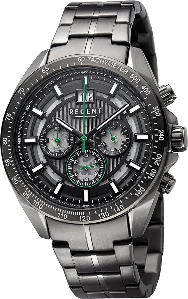 Montre-bracelet Métallique pour Homme Regent Gris Foncé à Quartz Chic