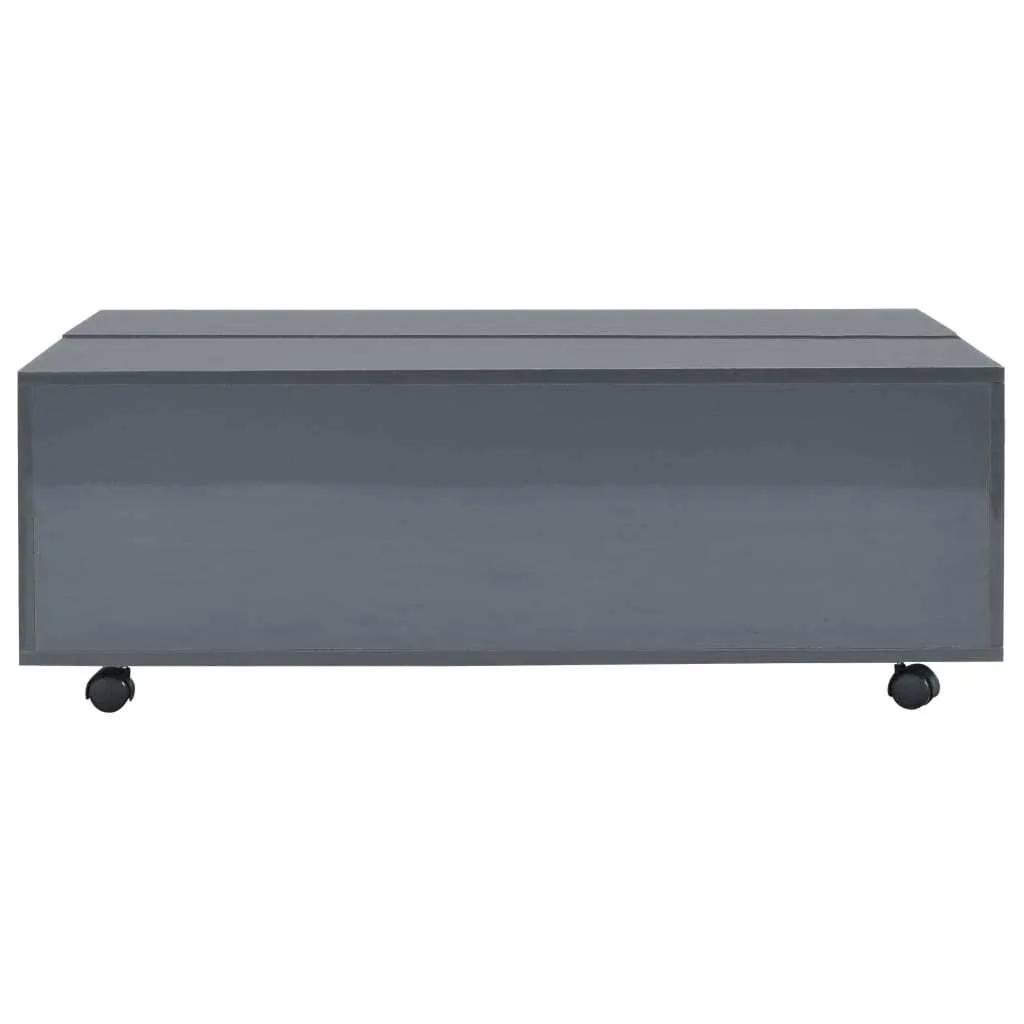 Table basse laquée gris brillant 100x100x35 cm - Surface Grande Taille - 5
