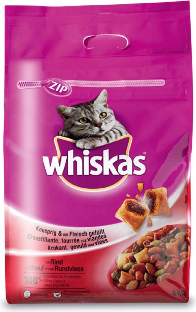 Katzenfutter Trockenfutter Adult Rind Beutel 3,8 kg Whiskas
