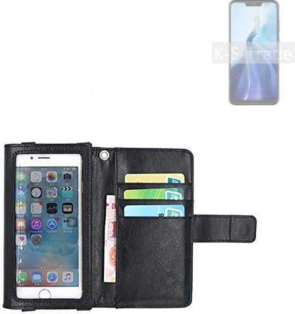 K-S-Trade Handy Hülle Schutz Hülle Kompatibel mit Cubot C20 Case mit Displayschutz / Schutzfolie Flip Cover Wallet case Etui Hülle schwarz
