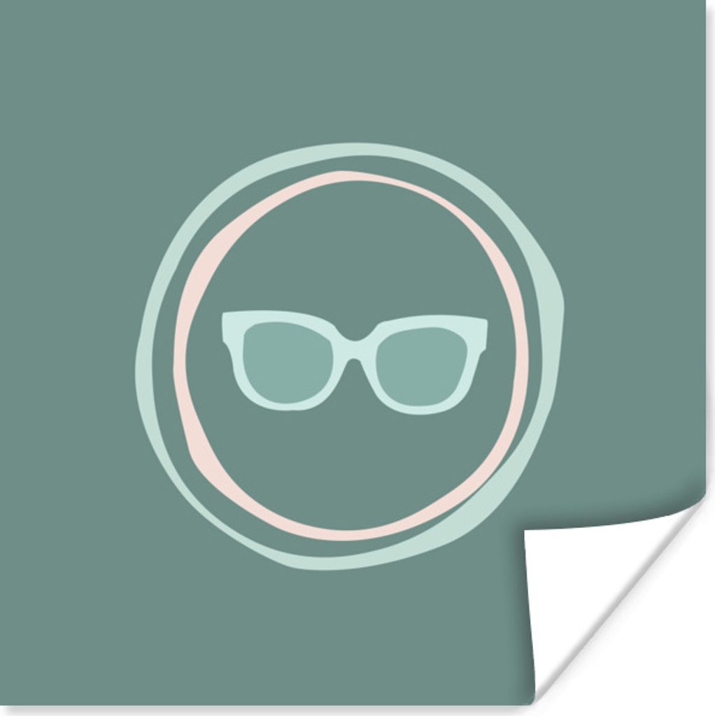 MuchoWow Poster Sommer - Sonnenbrille - Blau 30x30 cm - Wandposter - Printing