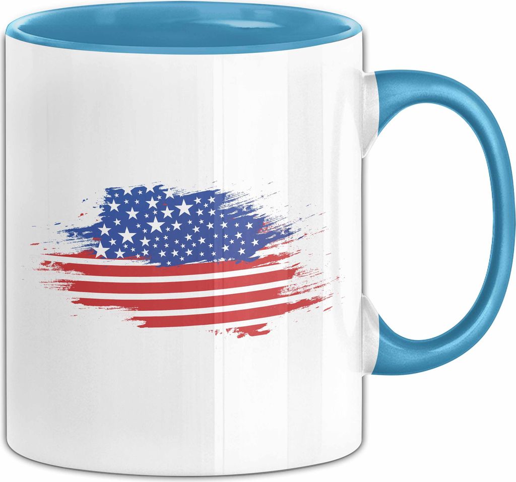 USA Flagge Tasse Geschenk Amerika Geschenkidee Auslandjahr Kaffee-Tasse Kaffee-Becher (Blau)