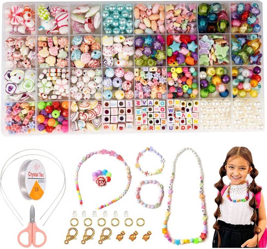 Malplay Perlen Für Schmuckherstelung Bastelset Schmuckset Zum Basteln Für Kreative Armbänder Haarbänder Für Kinder Ab 6 Jahren
