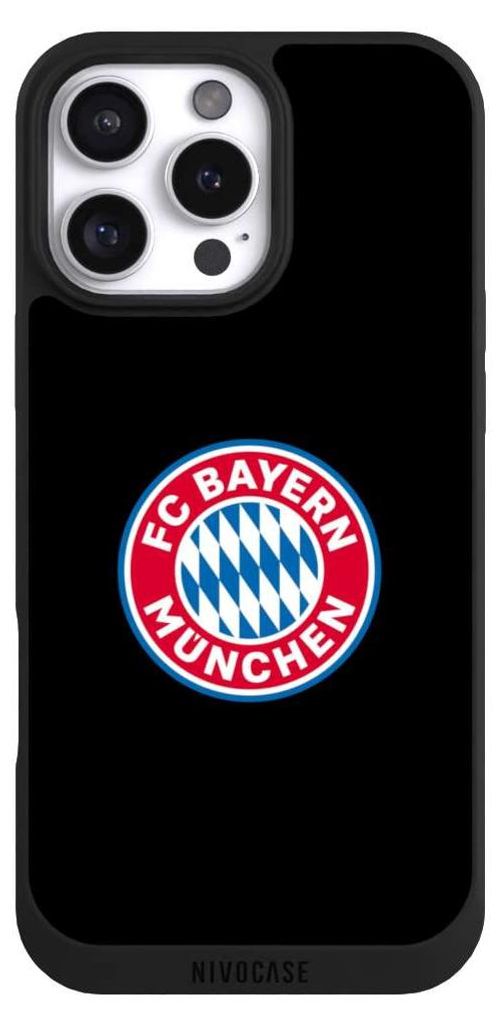 NIVOCASE Handyhülle für Apple iPhone 16 Pro Max Hülle NIVOpure Case Schwarz FC Bayern München Logo Offizielles Lizenzprodukt