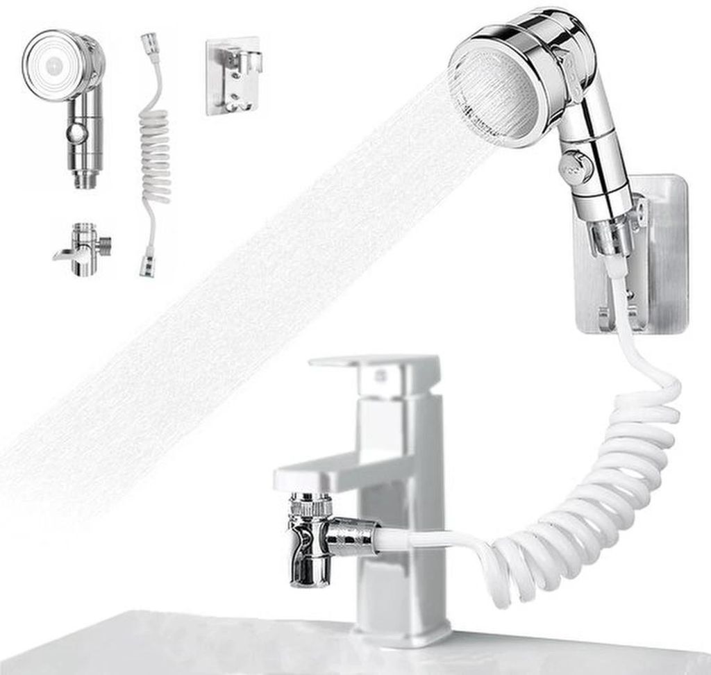 Handdouche für Badewanne mit abziehbarem Wasserhahn und drei Sprühstufen
