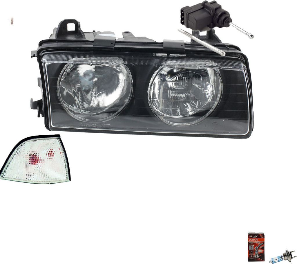 Johns, Scheinwerfer + Osram Night Breaker Laser passend für BMW 3er E36 Rechts 67168353887 63128363496 8363496 82199403094 9403094