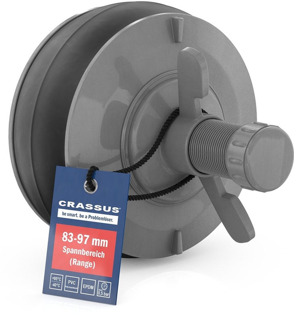 Crassus snelkoppelsluitstuk CSV 90, PVC (83-97mm), 0,5 bar, Productafbeelding 