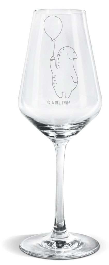 Mr. & Mrs. Panda Weinglas Schildkröte Luftballon - Transparent - Geschenk, Weißwein Kelch, wein glas, Ballon, Weißweinkelch, Motivationsspruch, ...