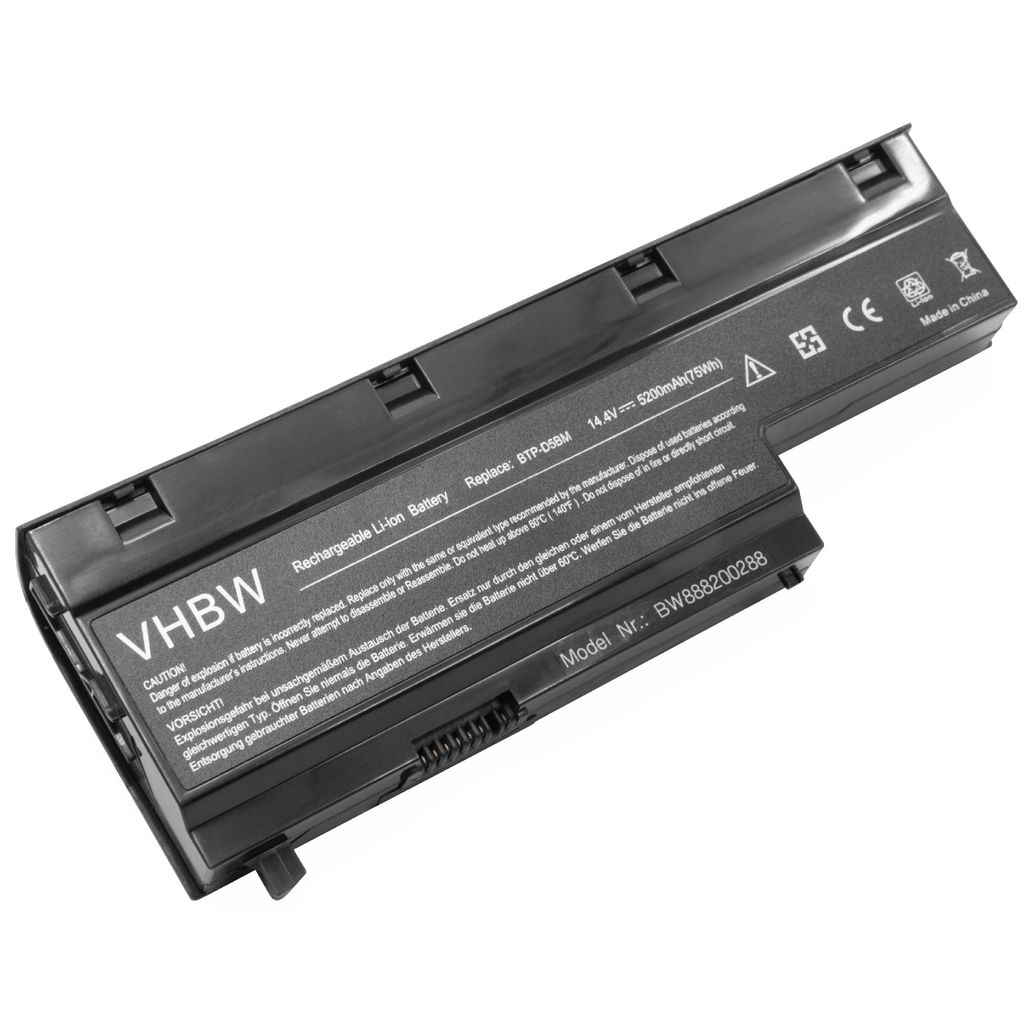 vhbw Akku schwarz Ersatz für Medion 40029778, 40029779, BTP-D4BM, BTP-D5BM für Laptop, Notebook (5200mAh, 14.4V, Li-Ion)