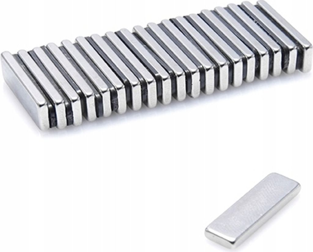 Magnete al neodimio MP£ 20x6x2 N38 set da 50 pezzi Immagine del prodotto 