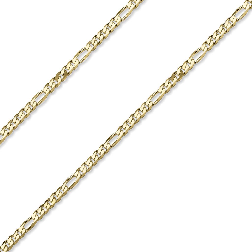 5,5mm Armband diamantierte Figaro-Kette aus 585 Gold Gelbgold Armschmuck, 19cm