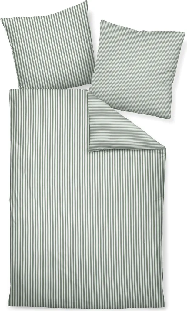 Linge de lit 155x220 Janine Edelflanell 2 pièces coloris vert sauge
