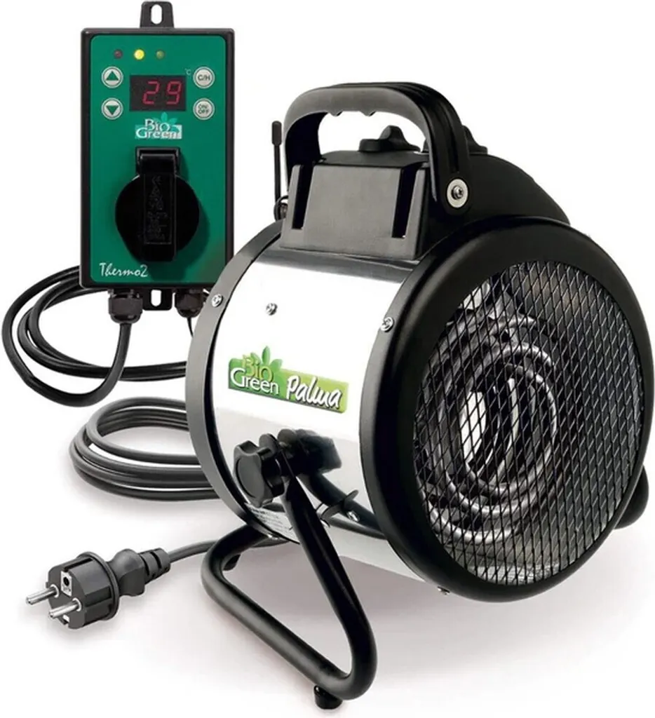 Radiateur de Serre Électrique 2000W BioGreen Palma Pro et Thermostat