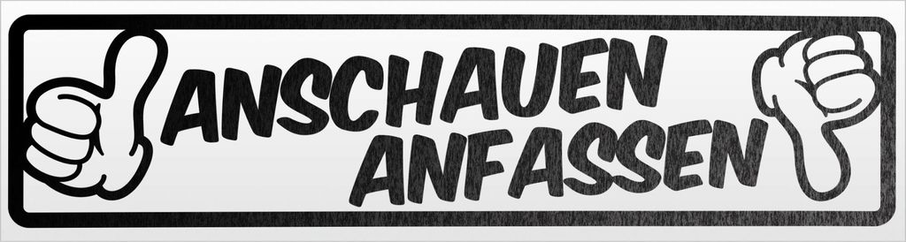 Kiwistar Anschauen anfassen Magnetschild Schild magnetisch - 60cm Schwarz - reflektierend - Magnetfolie für Auto PKW Kfz
