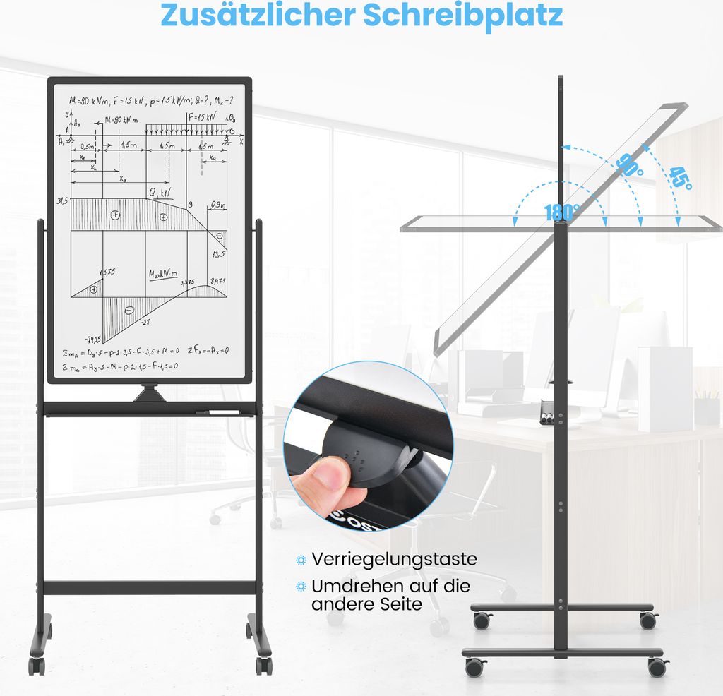 Oboustranná mobilní tabule COSTWAY, 60 x 90 cm, výškově Obrázek produktu 5