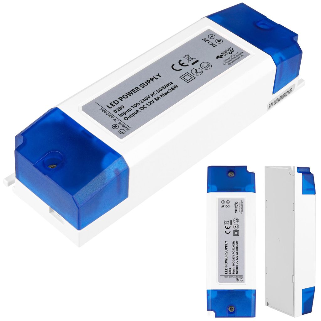 MasterLED LED Trafo 12V DC 36W 3A Schaltnetzteil Möbelnetzteil Slim für LED Streifen IP20