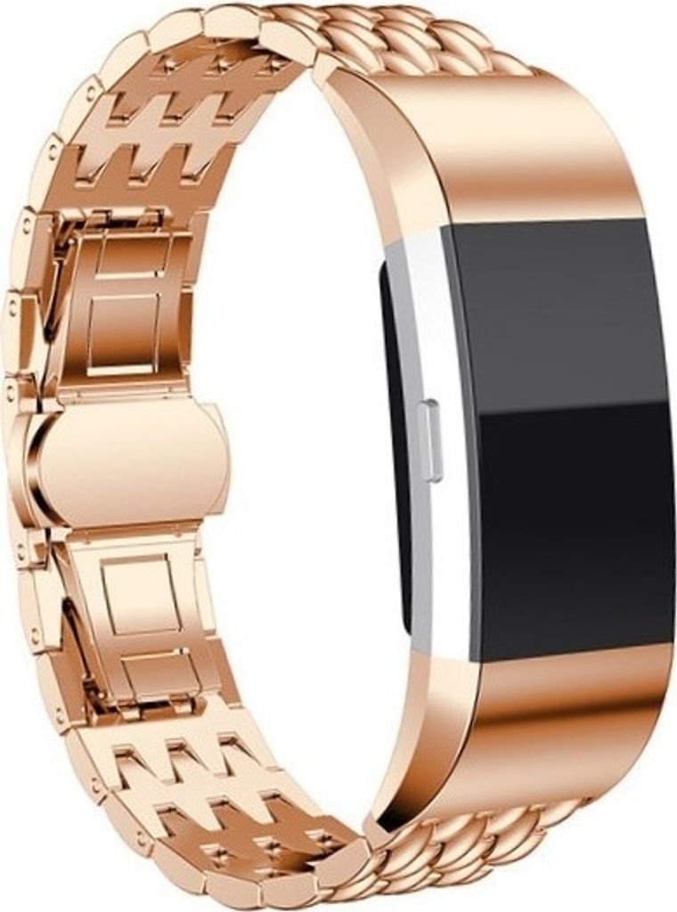 Strap-it Fitbit Charge 3 Drache Gliederarmband (Roségold)