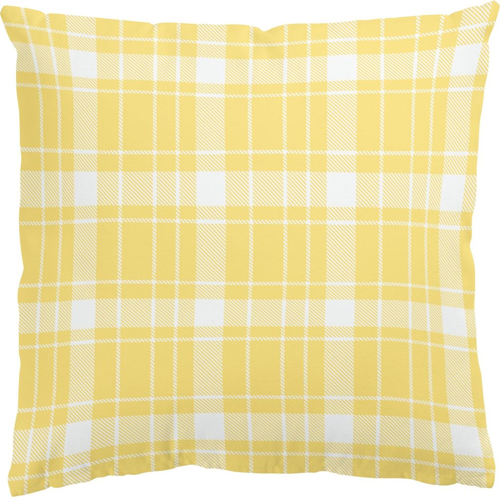 Dekokissen Muster draußen / Outdoor Zierkissen waschbar Design gelb Landhaus Sofakissen mit Füllung