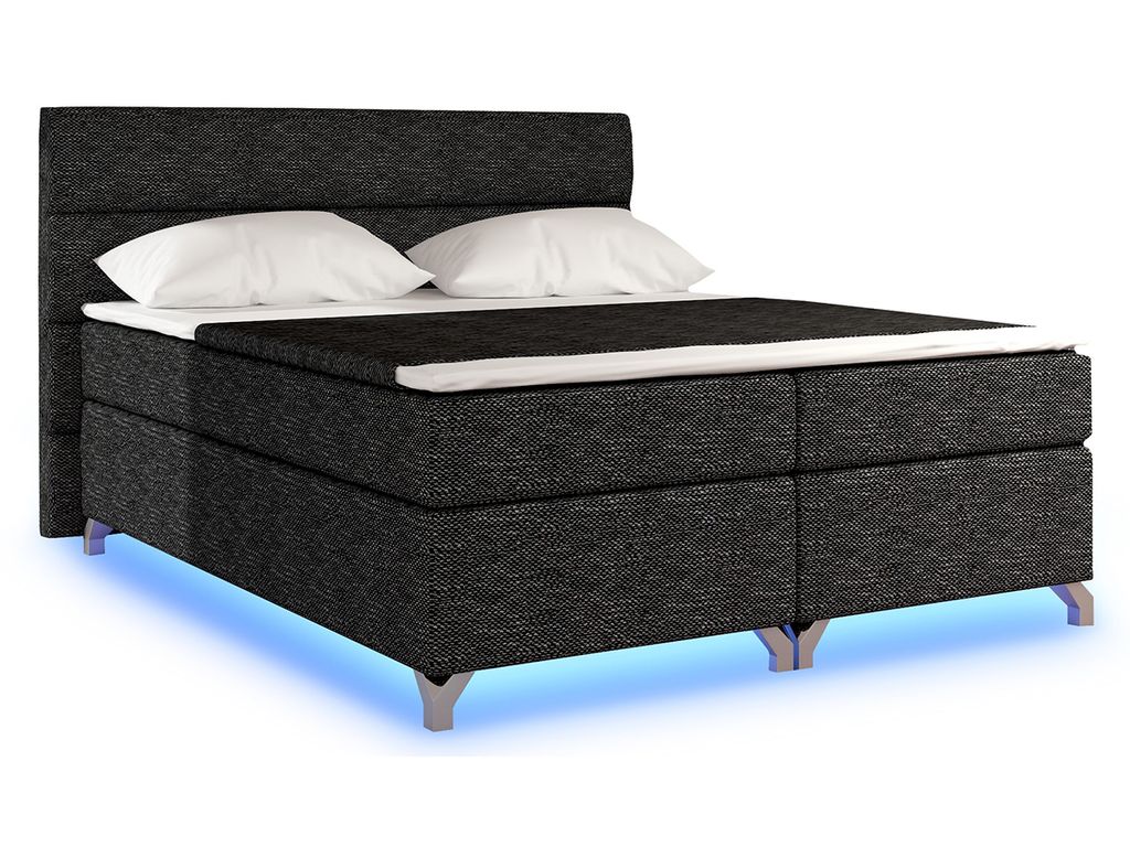 NABBI Gepolstert Doppelbett mit Stauraum Avellino 160 - schwarz (Berlin 02)