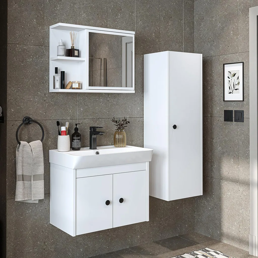 Meubles de salle de bain complets avec vasque Roomart ADA gris foncé