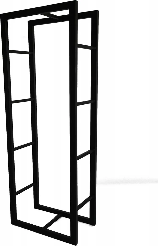 Cestello Porta Legna Nero 40x24x120 cm | Metallo Design Minimalista