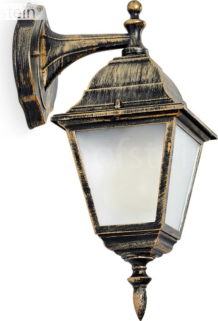 Quartucciu Wandlampe abwärts in antikem Look aus Metall/Glas in Braun-Gold