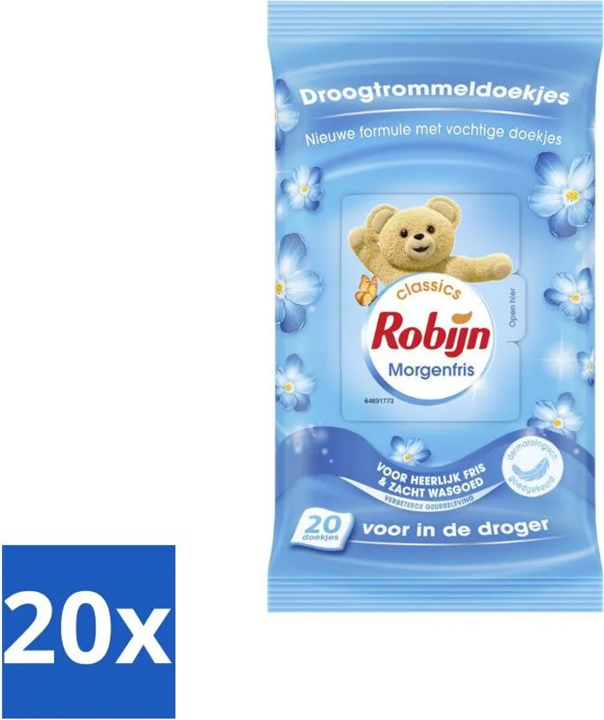 Robijn Morgenfris Fogli Asciugatrice - 20 Pezzi - Mai più bucato ruvido!