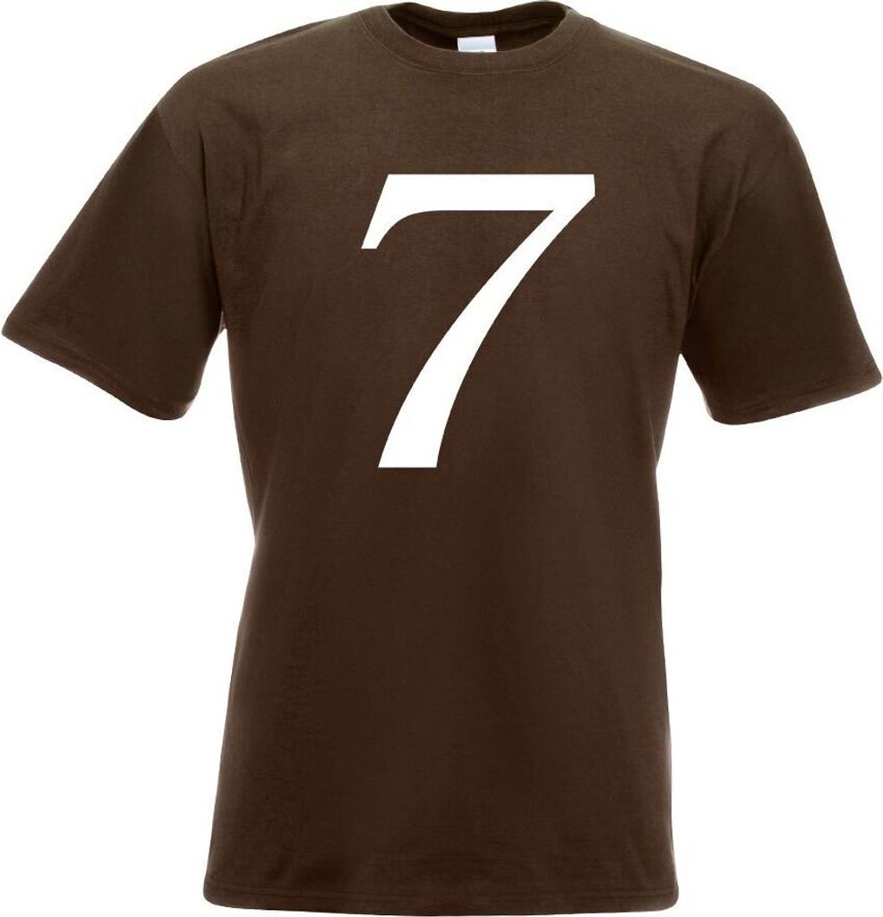 Kiwistar - T-Shirt - Chocolate - Zahl 7 - Zahlen Nummern Motiv Bedruckt Funshirt Design Print - mit Motiv Bedruckt - Funshirt Design - Sport - Frei...