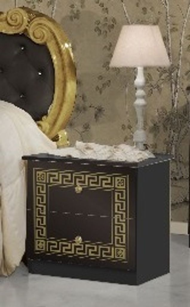 Barock Nachtkonsole Vilma 2er Set Schwarz / Deutsch