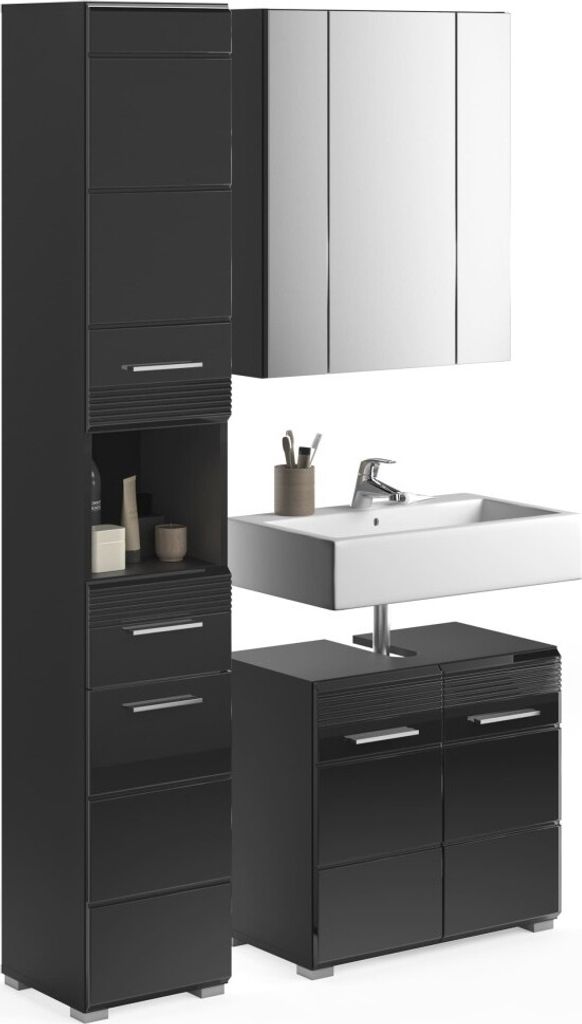 Meublorama XX-X18B5B02, Schwarz, 4 Tür(en), 1 Schublade(n), 1 Regale, 340 mm, 1050 mm