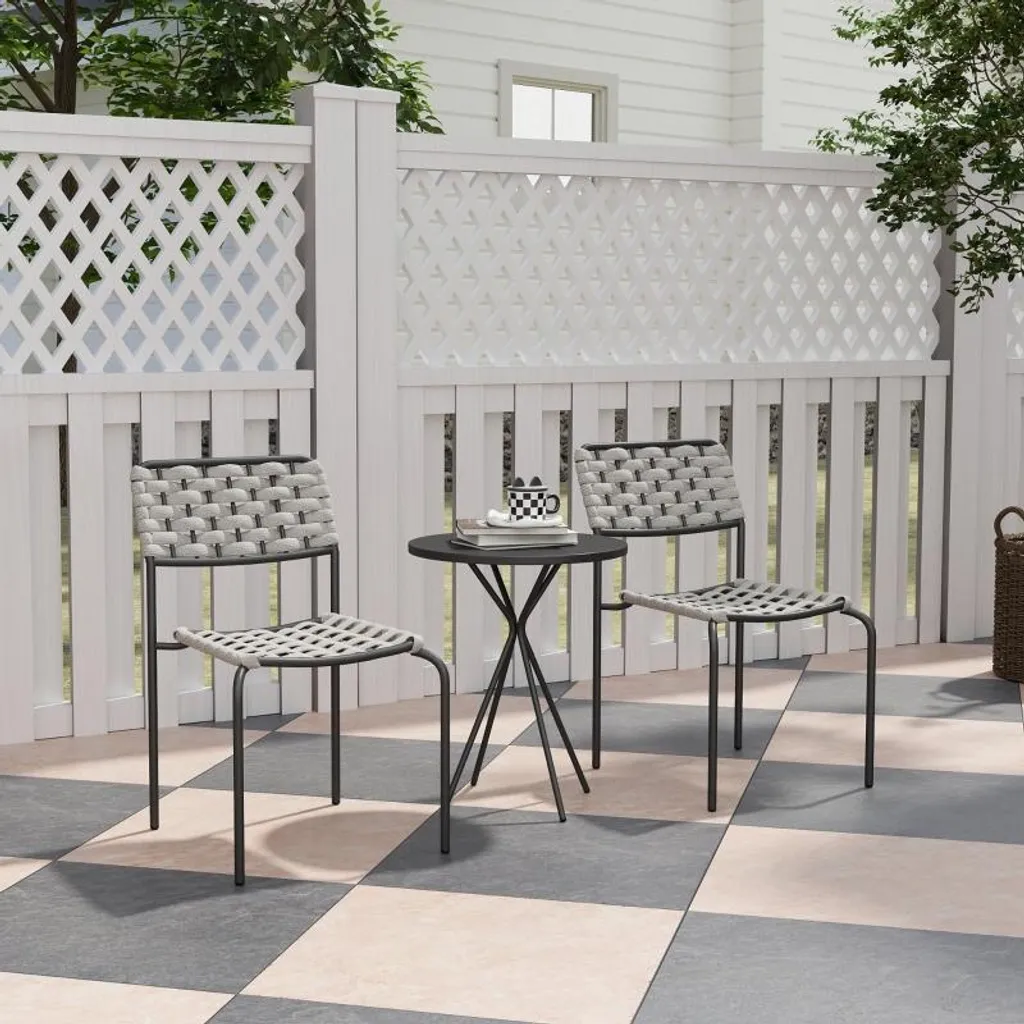 Ensemble jardin en polyrotin résistant aux intempéries et chaises empilables - 2