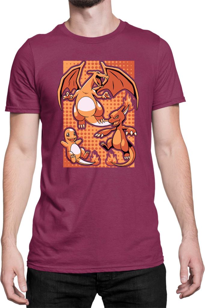 Herren T-Shirt Japan Manga Anime Comics Pokemon 020, Man 3XL / Burgundy