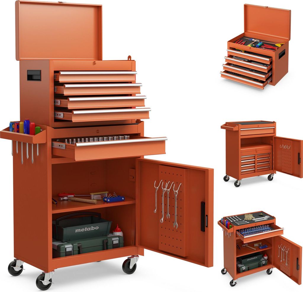 COSTWAY 2-in-1 werkbank met koffer, 8 compartimenten, Productafbeelding 