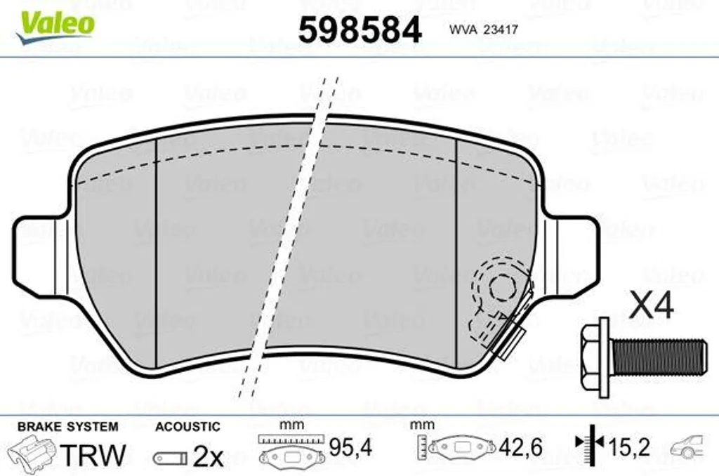 Kit de Freinage Valeo 598584 pour Entretien Opel Zafira et Sonata iX20