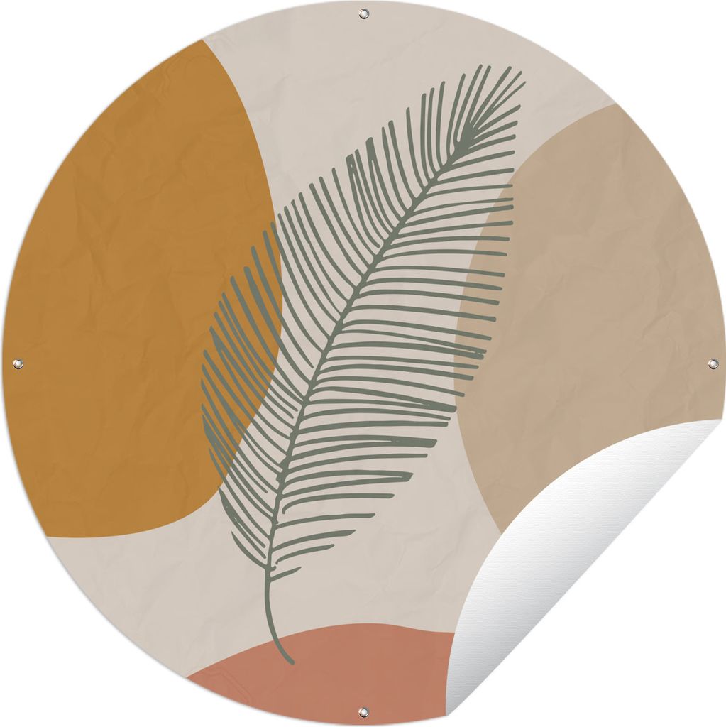 MuchoWow Gartenposter Outdoor-Poster Rund Feder - Pastell - Sommer Ø 90 cm Gartendeko Rundes Poster draußen