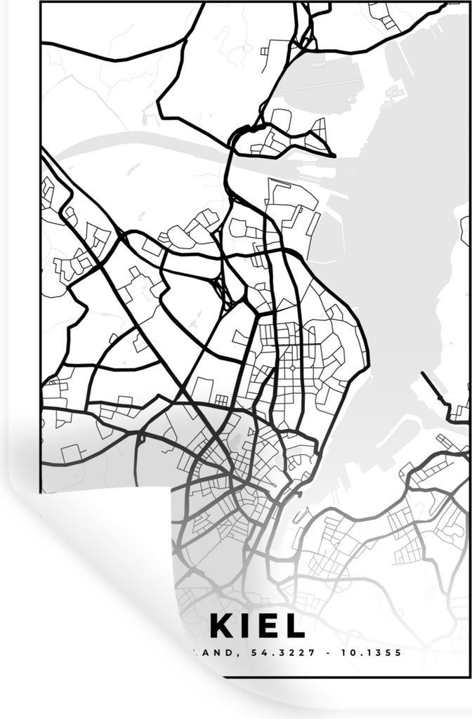 MuchoWow Wandtattoo Wandsticker Wandaufkleber Karte - Kiel - Stadtplan 20x30 cm Selbstklebend und Repositionierbar - Sticker - Dekorfolie