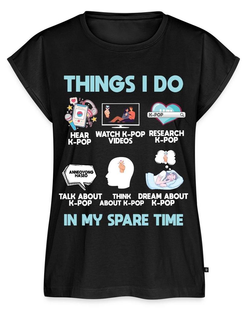 Spreadshirt Things I Do In My Spare Time K-Pop Fan Frauen Casual T-Shirt, XL, Schwarz