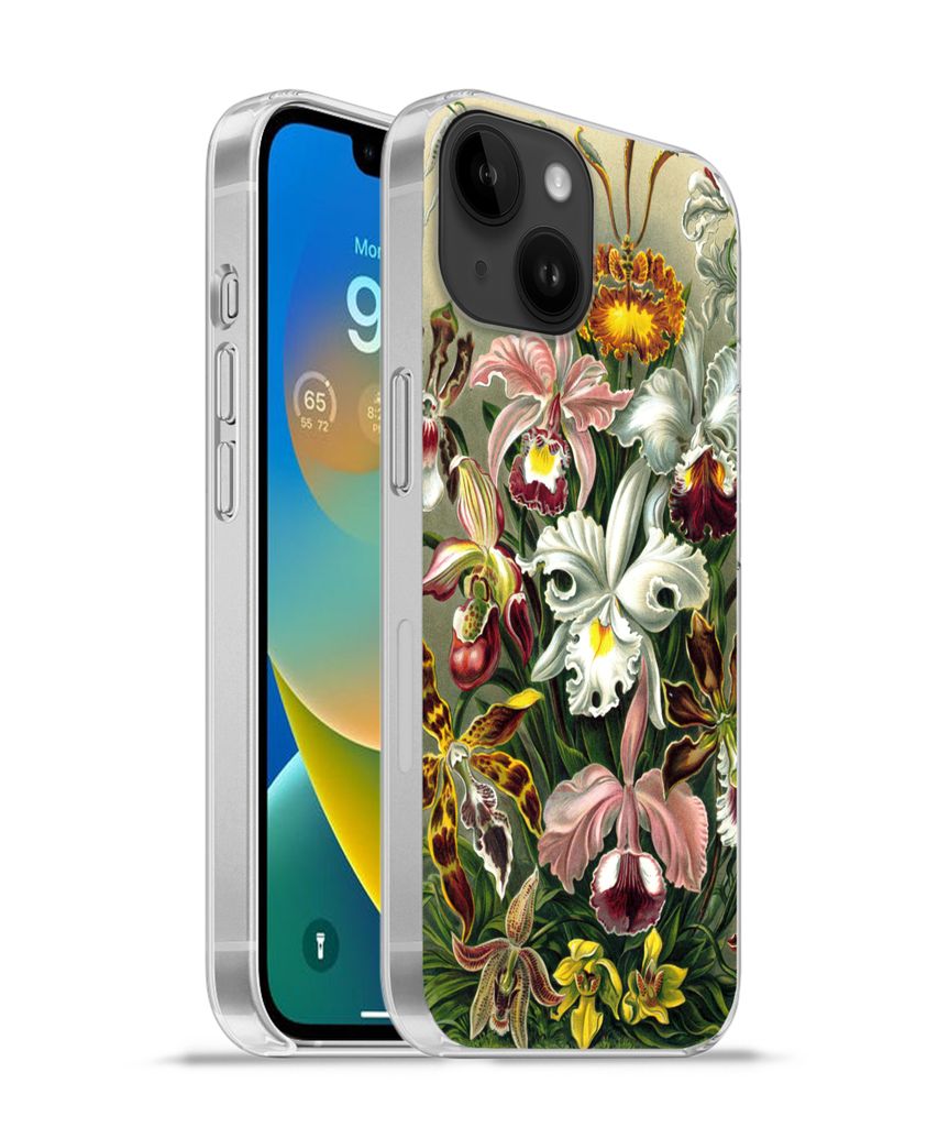 MuchoWow Handyhülle Schutzhülle Hülle für Apple iPhone 14 - Softcase Orchidee - Haeckel - Kunst Silikon Softcase Handy Hülle - Mobiltelefonh...