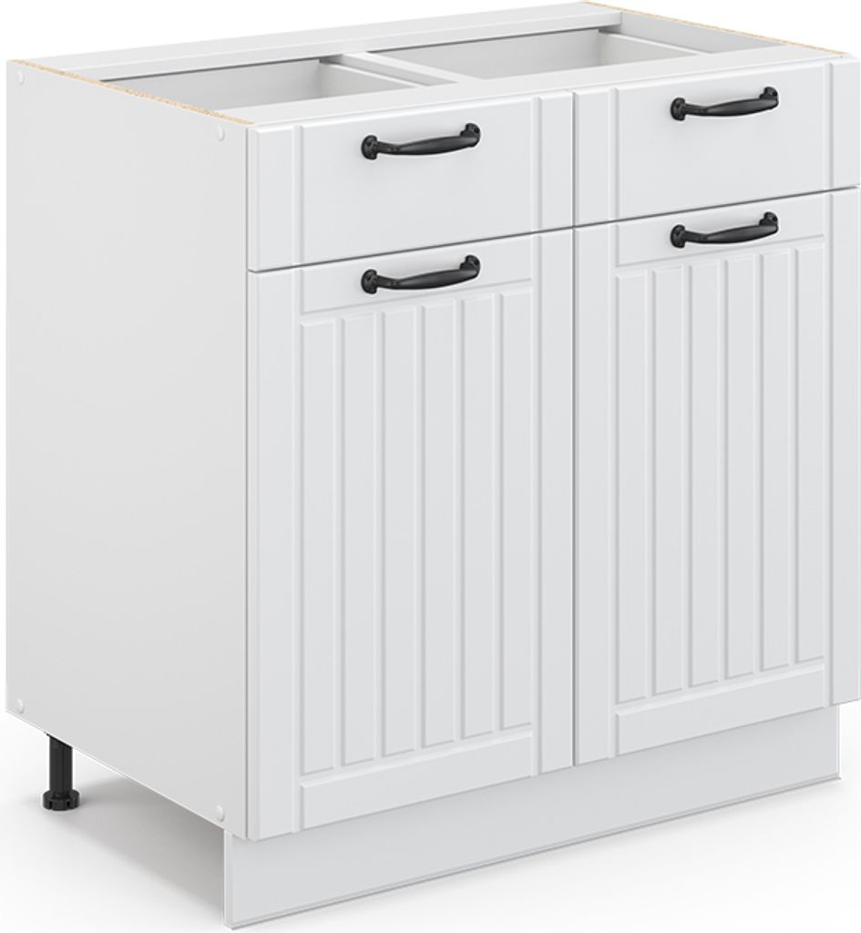 Küchenunterschrank Vicco Fame-Line Weiß Landhaus 80 cm ohne Arbeitsplatte, Model 36018