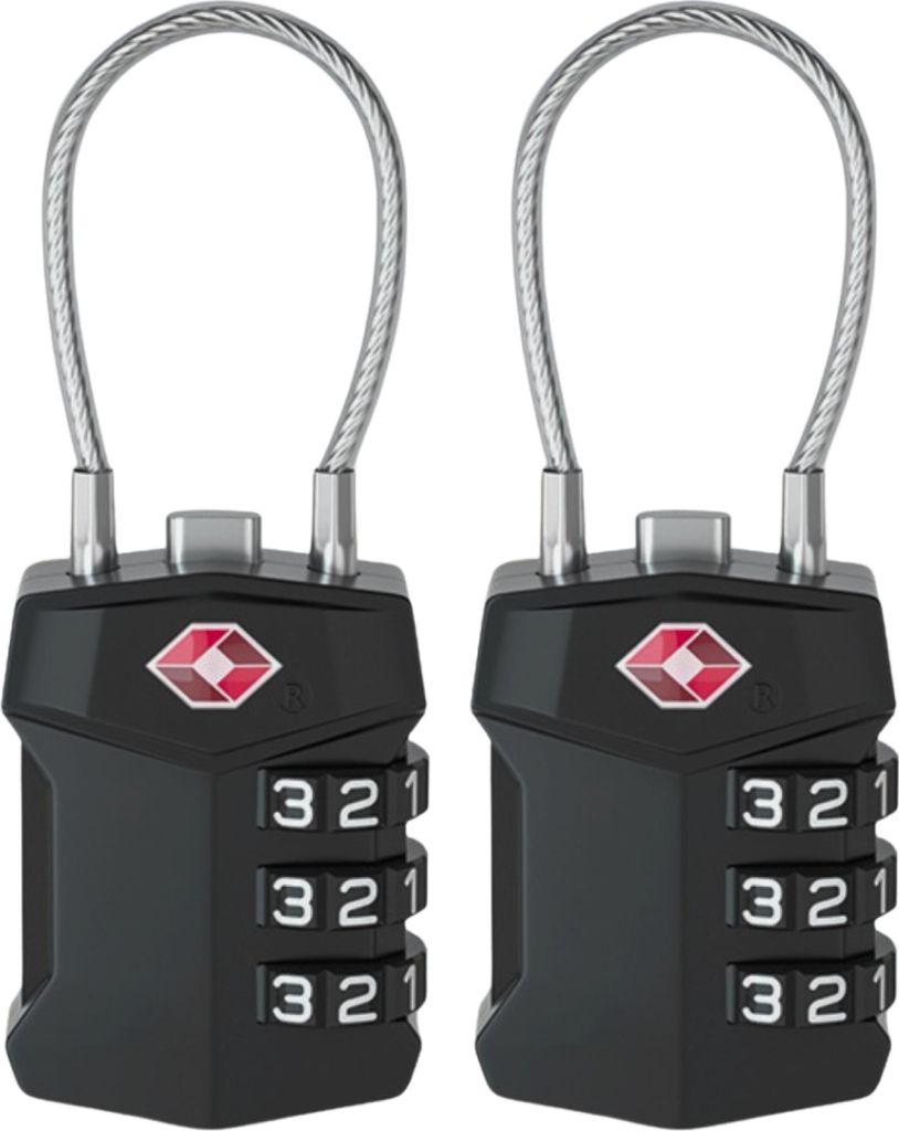TSA Zahlenschloss mit Stahlkabel für Gepäck und Koffer – Produktbild 
