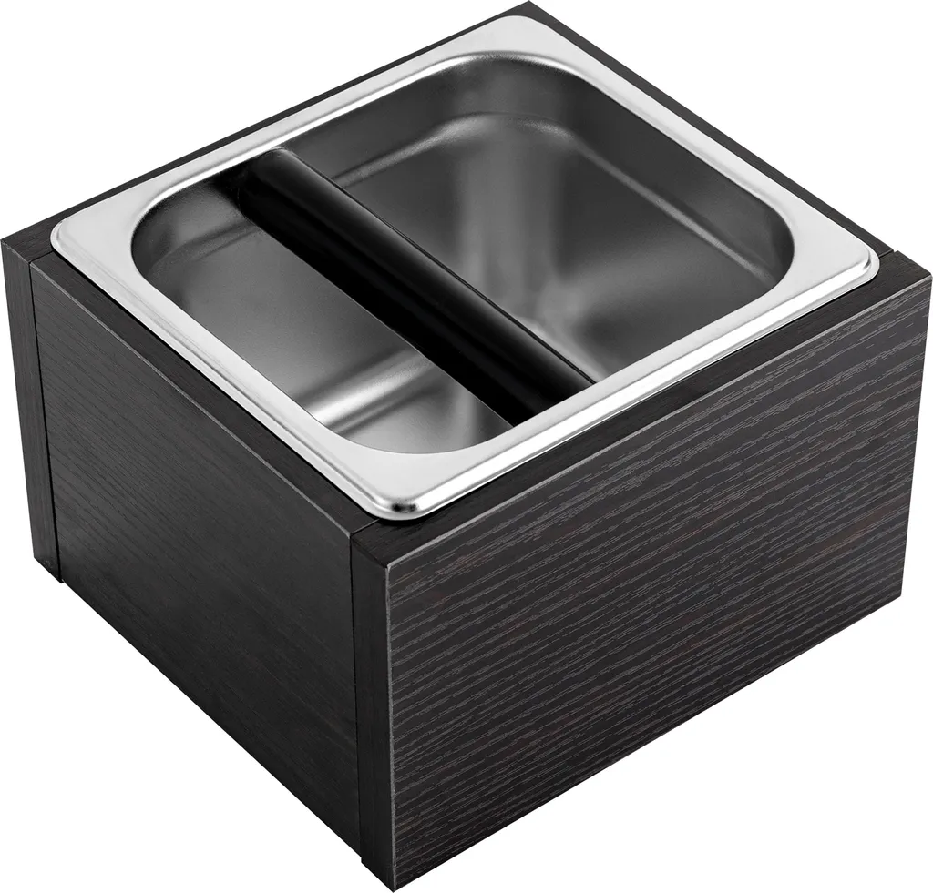 Boîte à marc de café inox 1500ml noir, accessoire barista pour machine
