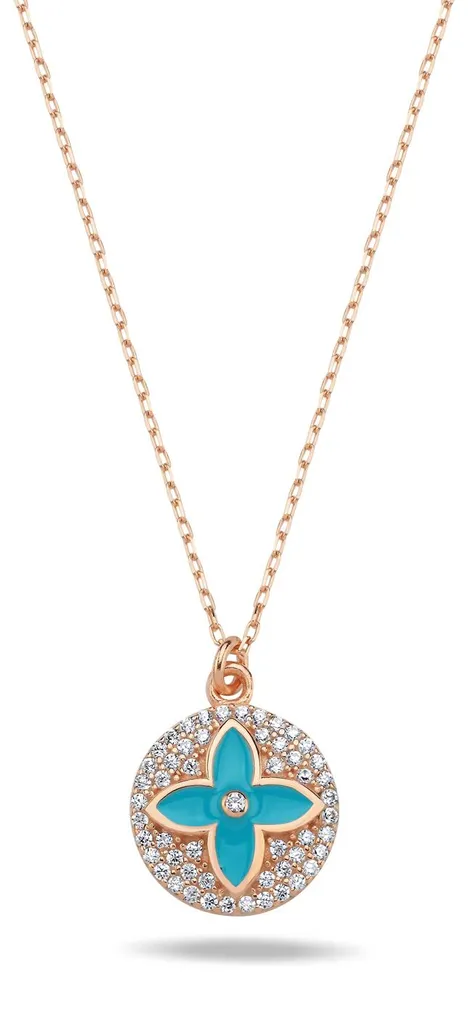 Sautoir Femme Rose des Vents en Argent et Émail Bijou Médaille Chic